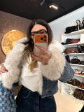 Giaccone di jeans pelo bianco
