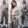 Pantalone cargo military beige