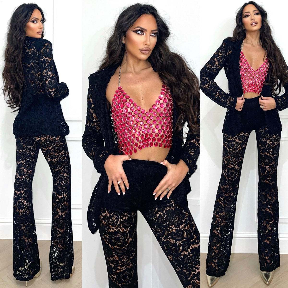 Completo giacca e pantalone in pizzo