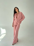 Set tre pezzi camicia top e pantalone rosa
