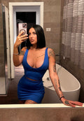 Completo top e gonna blu