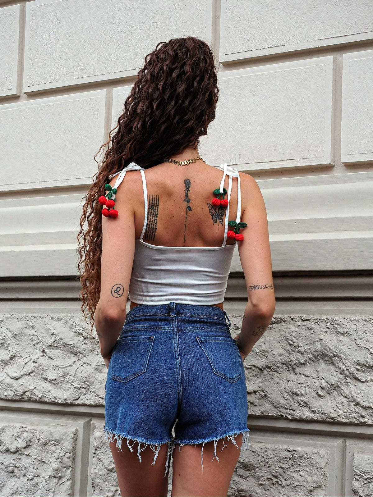Top bianco ciliegie
