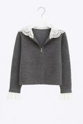 Felpa con pizzo bianco