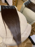 7 fasce liscia con clip castano scuro