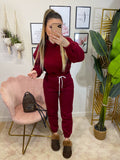 Set tuta sportiva felpa e pantatuta burgundy