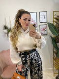 Felpa crop beige