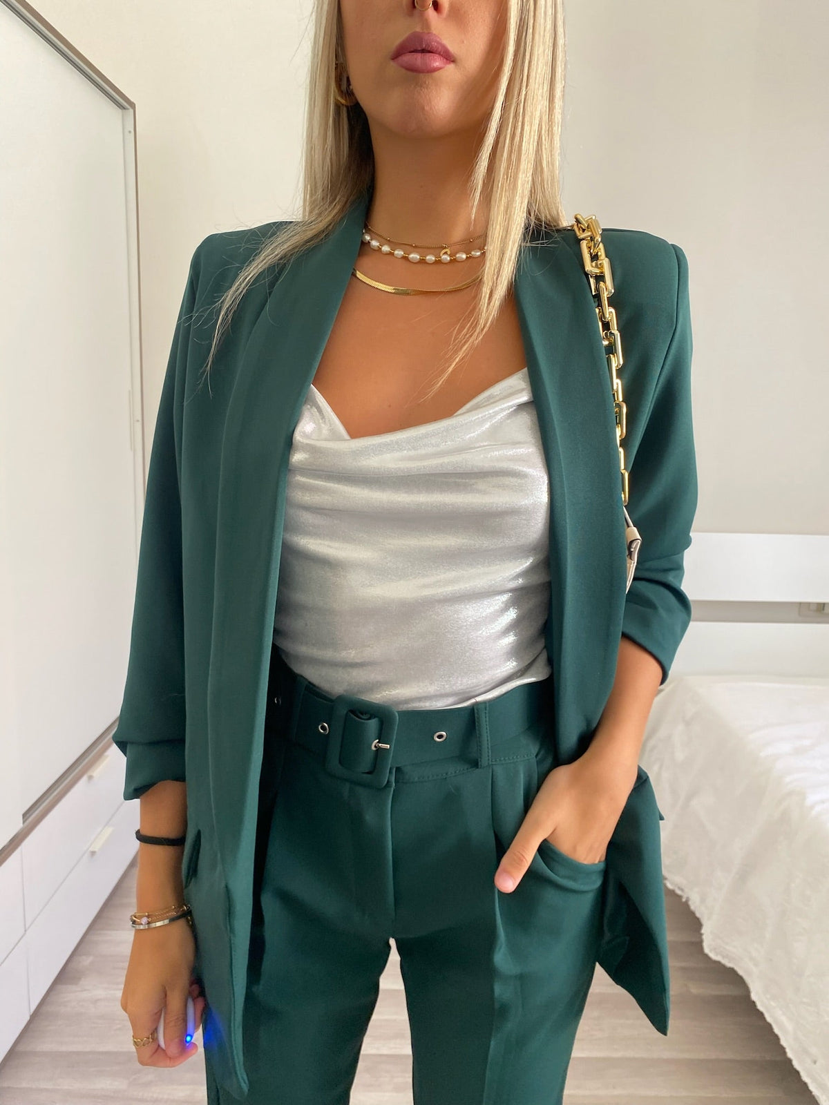 Completo giacca e pantalone verde bottiglia