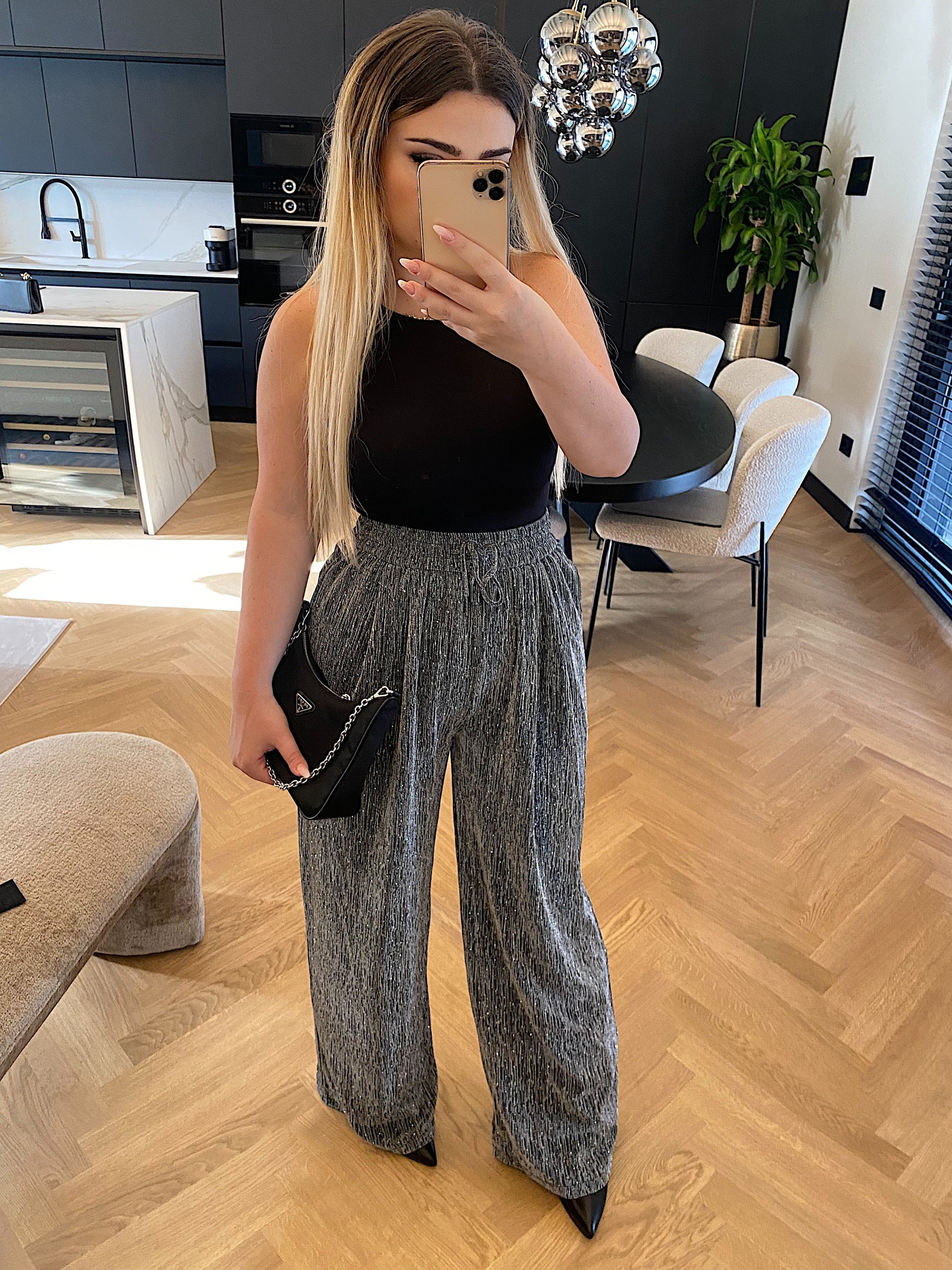Pantalone glitter silver