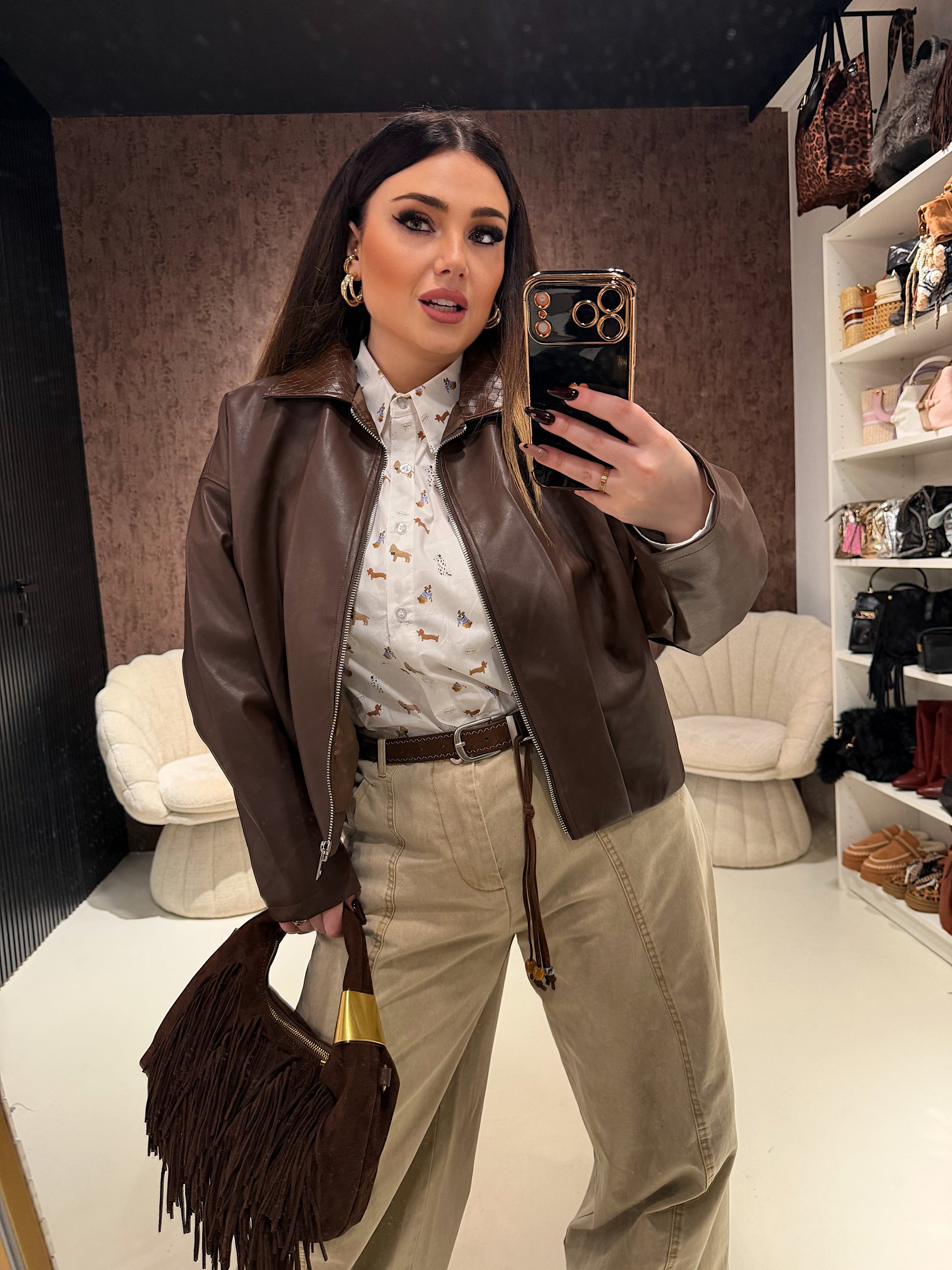 Giacca Leather Brown