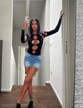 Body con spacchi nero