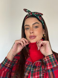 Fascia per capelli scozzese rosso verde