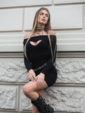 Abito in maglia nero scollo a barca
