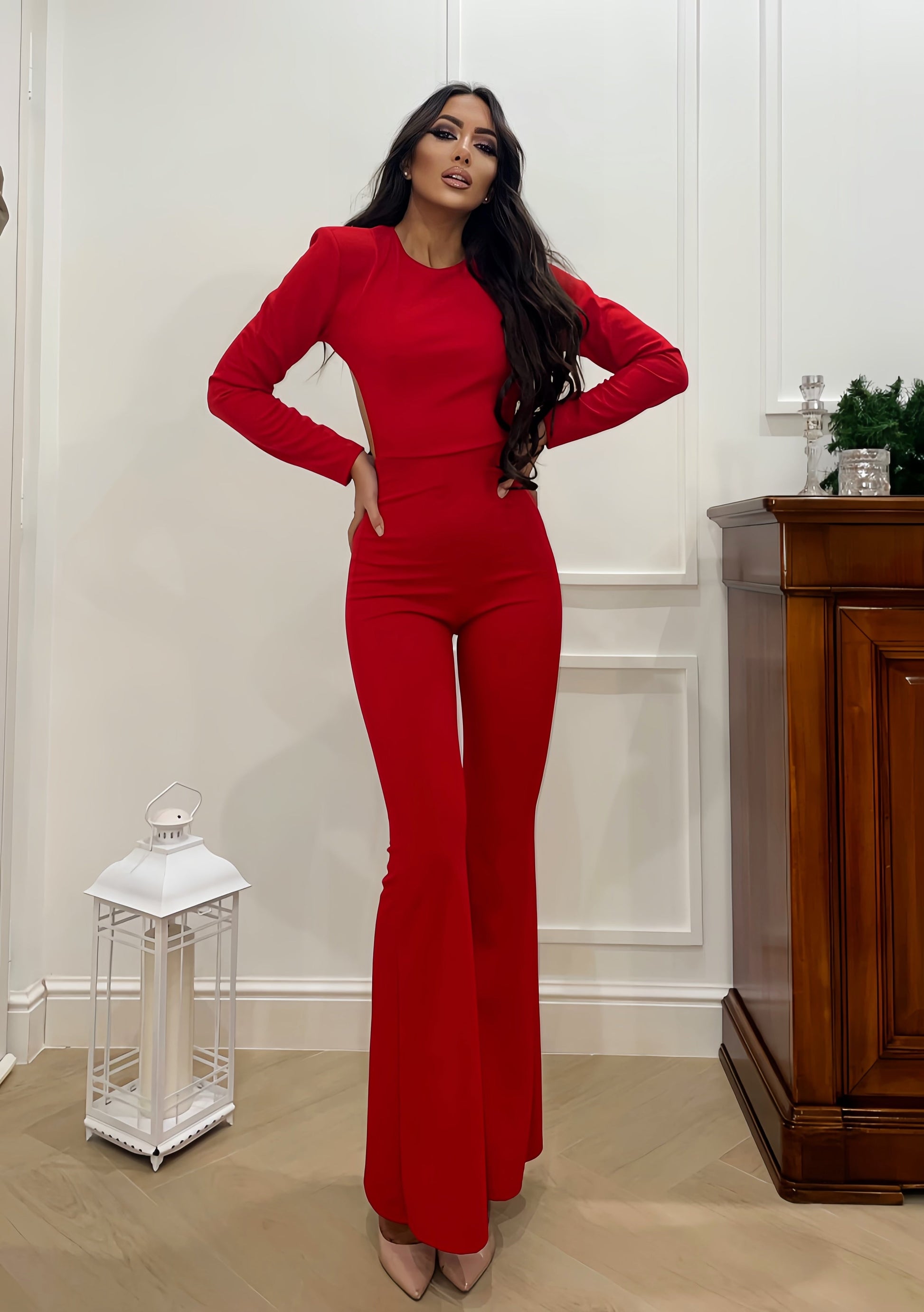 Tuta schiena aperta rossa