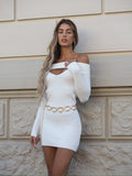 Abito in maglia bianco scollo a barca