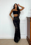 Completo top e gonna in pizzo nero
