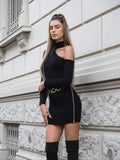 Abito in maglia con spacco