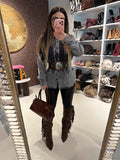 Maxi camicione in jeans e strass
