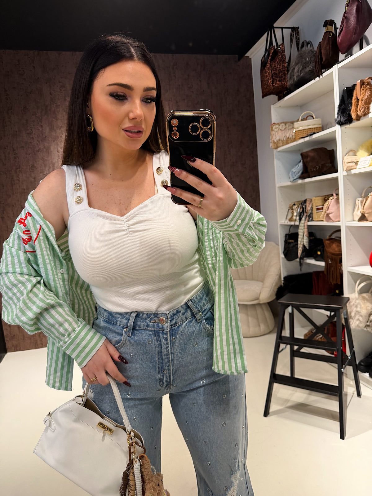 Top Bottoni Gold Chic