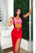Bikini due pezzi con sole arancio