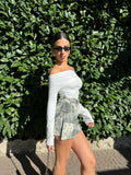 Top bianco scollo a barca