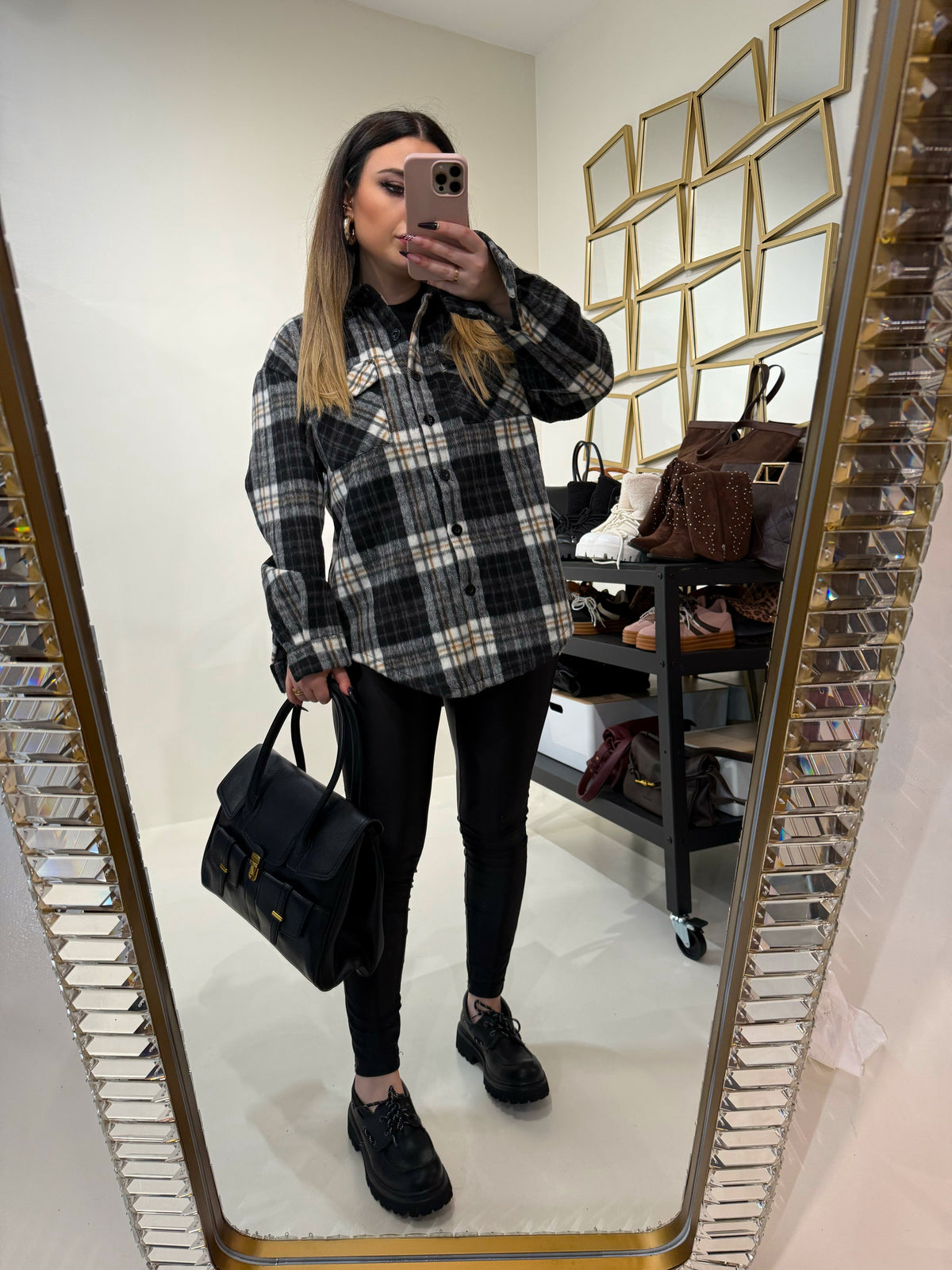 Camicia Oversize in Flanella a Quadri