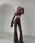 Due pezzi top e pantalone moka