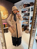 Cappotto con frange e fiocco 3 colori