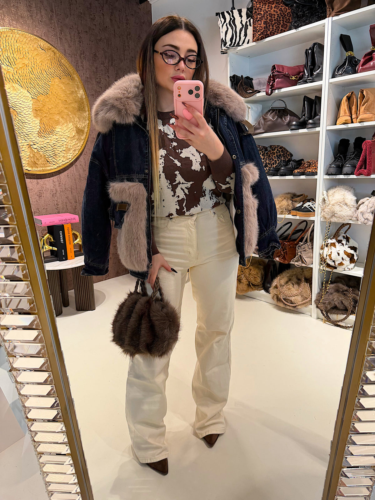 Felpa Cow print con lucchetto