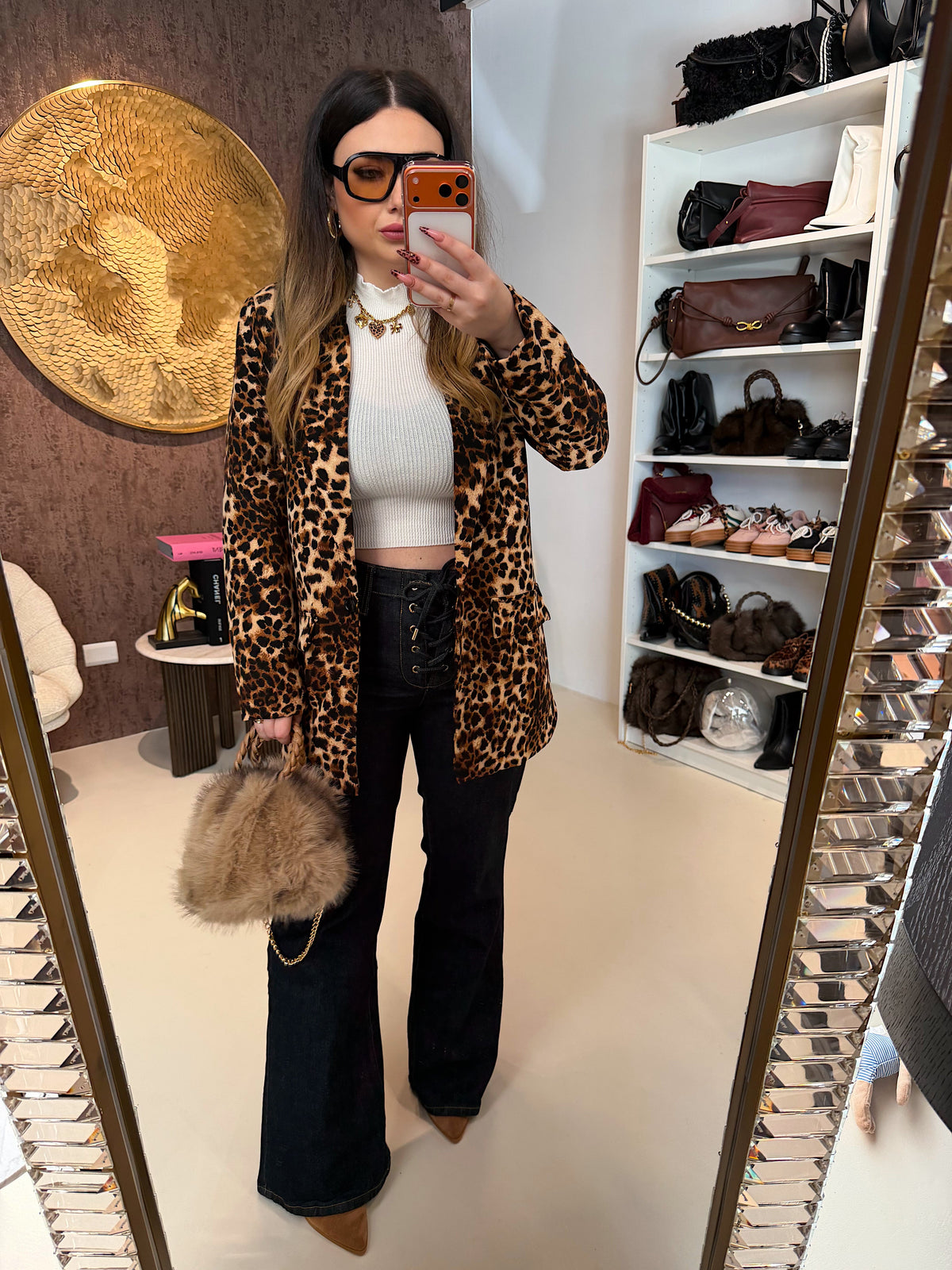 Giacca  animalier con fodera interna