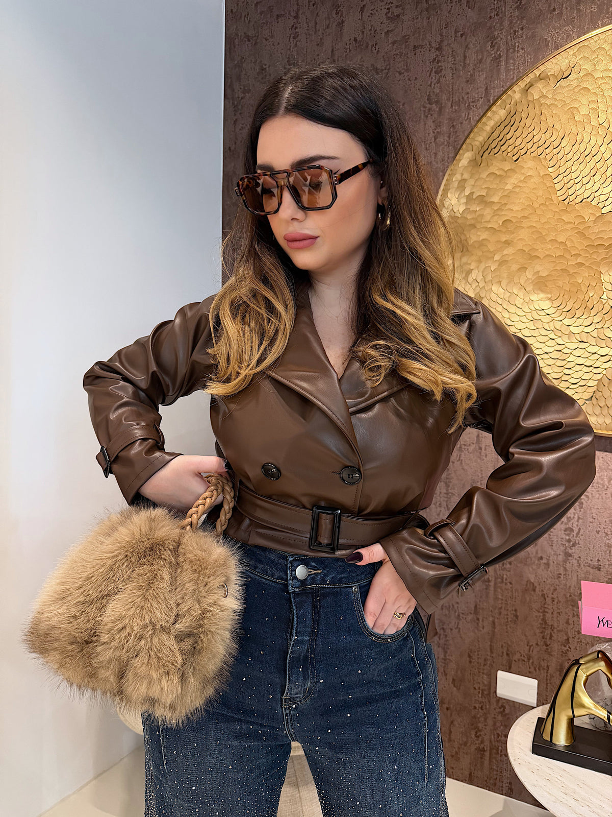 Trench corto donna con cintura
