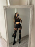 Pantalone nero con trasparenze