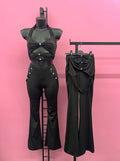 Completo top e pantalone con bottoncini in strass
