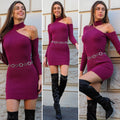 Abito in maglia con spacco peonia
