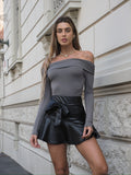 Body grigio scollo a barca