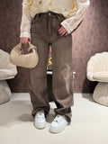 Jeans Wide Leg Marrone High Waist
