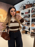 Maglioncino a righe con colletto