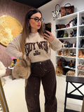 Jeans maculato con strass