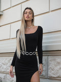 Abito a costine manica lunga