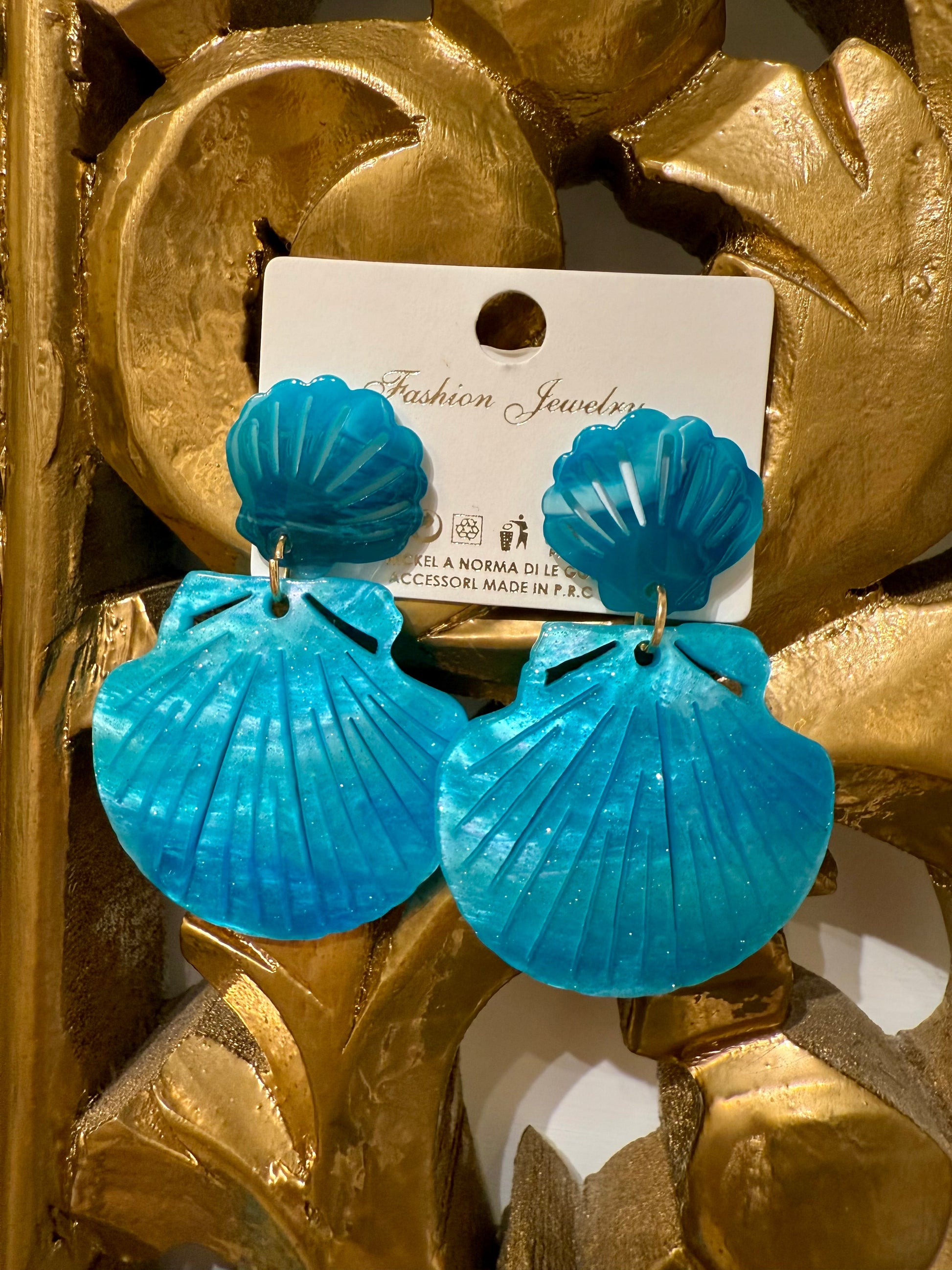 Orecchini conchiglie turchese glitter