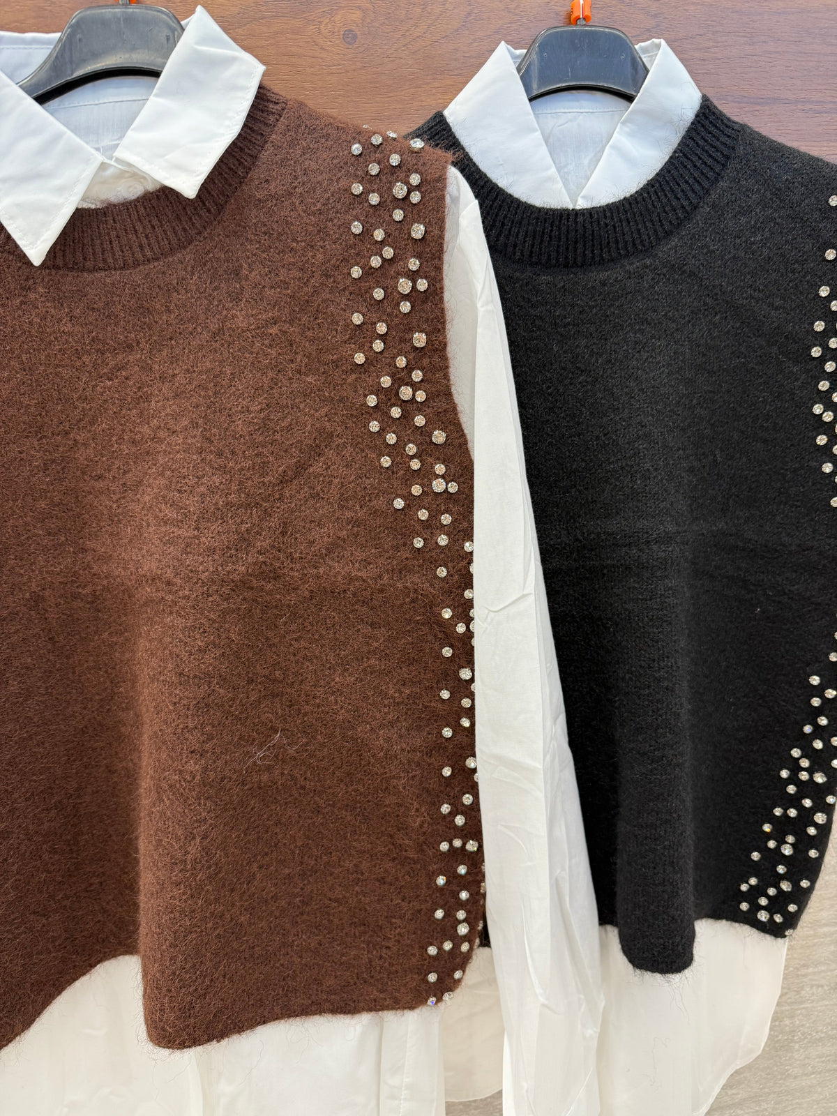 Camicia con pull-over e strass