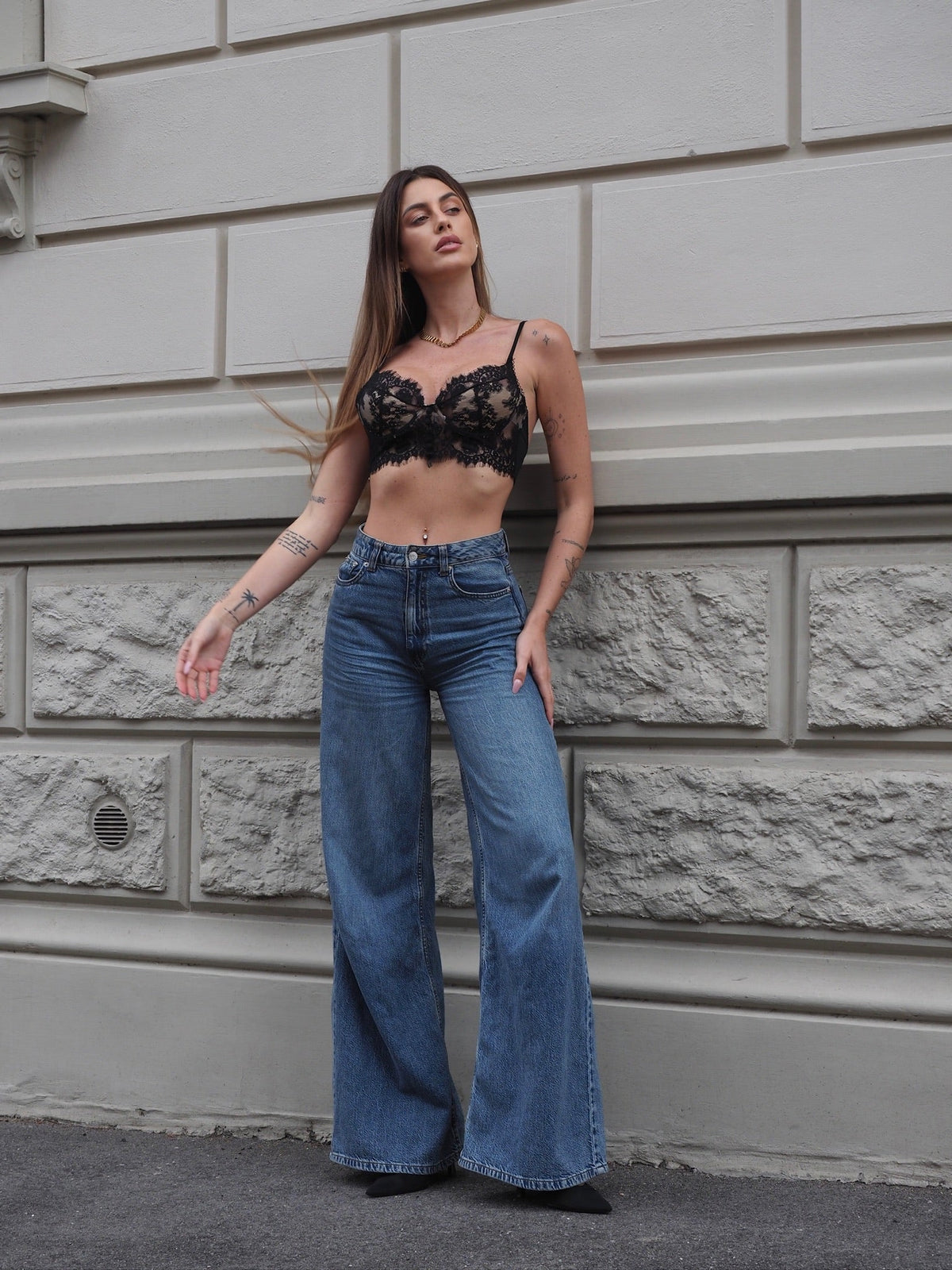 Bralette in pizzo nera