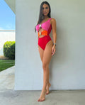 Bikini due pezzi con sole arancio