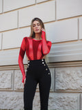 Body con trasparenza e glitter rosso