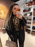 Cardigan Morbido con Cappuccio e laccio Animalier