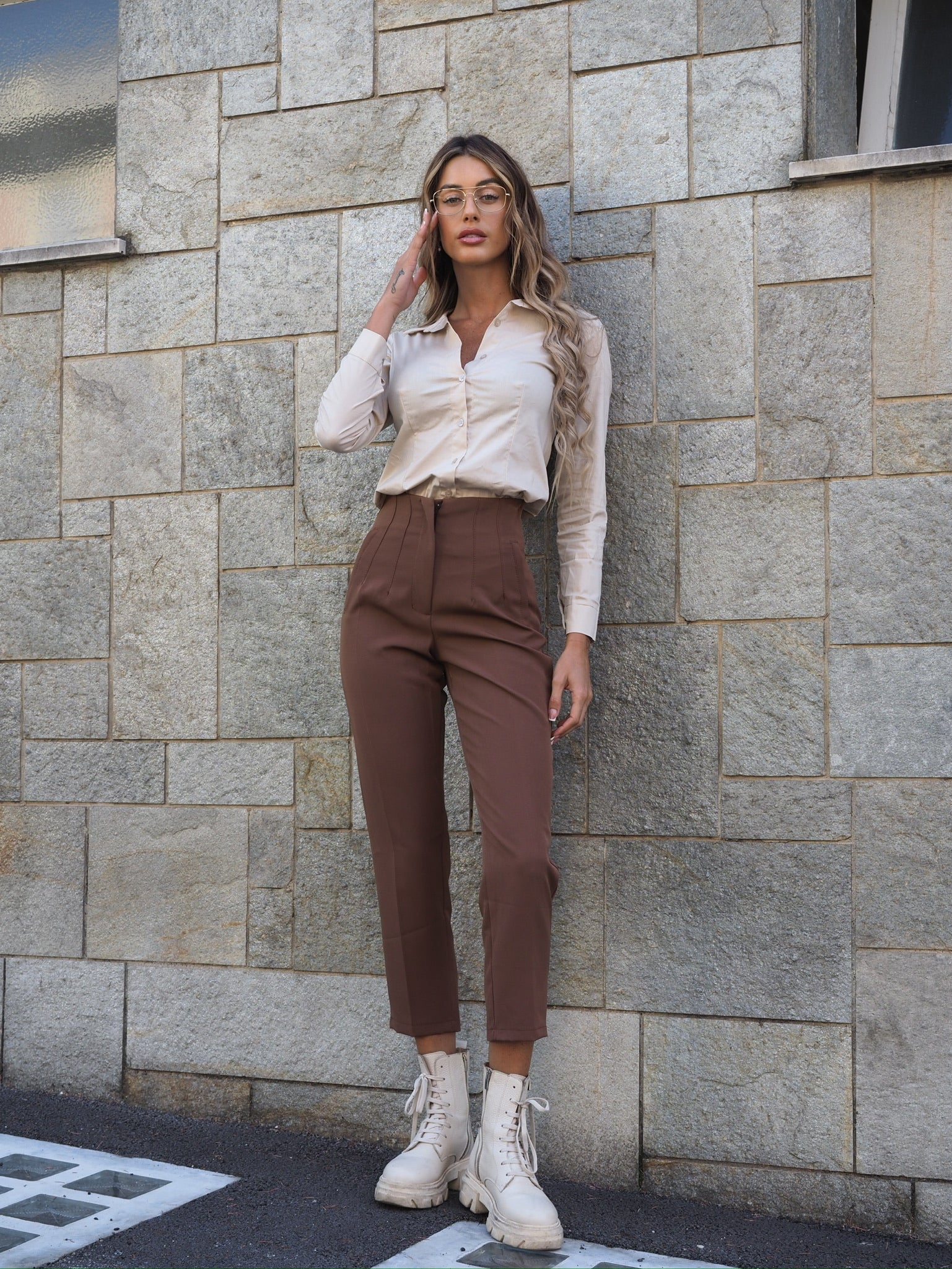 Camicia basic beige