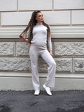Completo basic maglia e pantalone beige