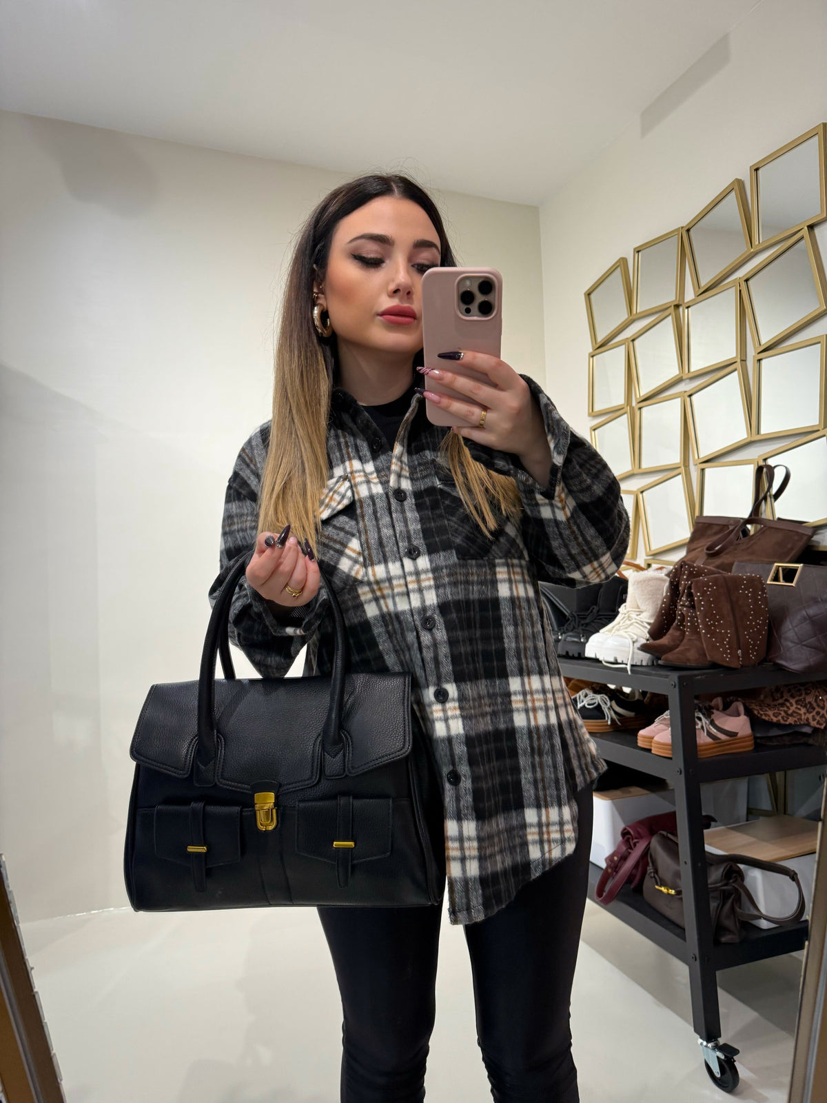 Camicia Oversize in Flanella a Quadri