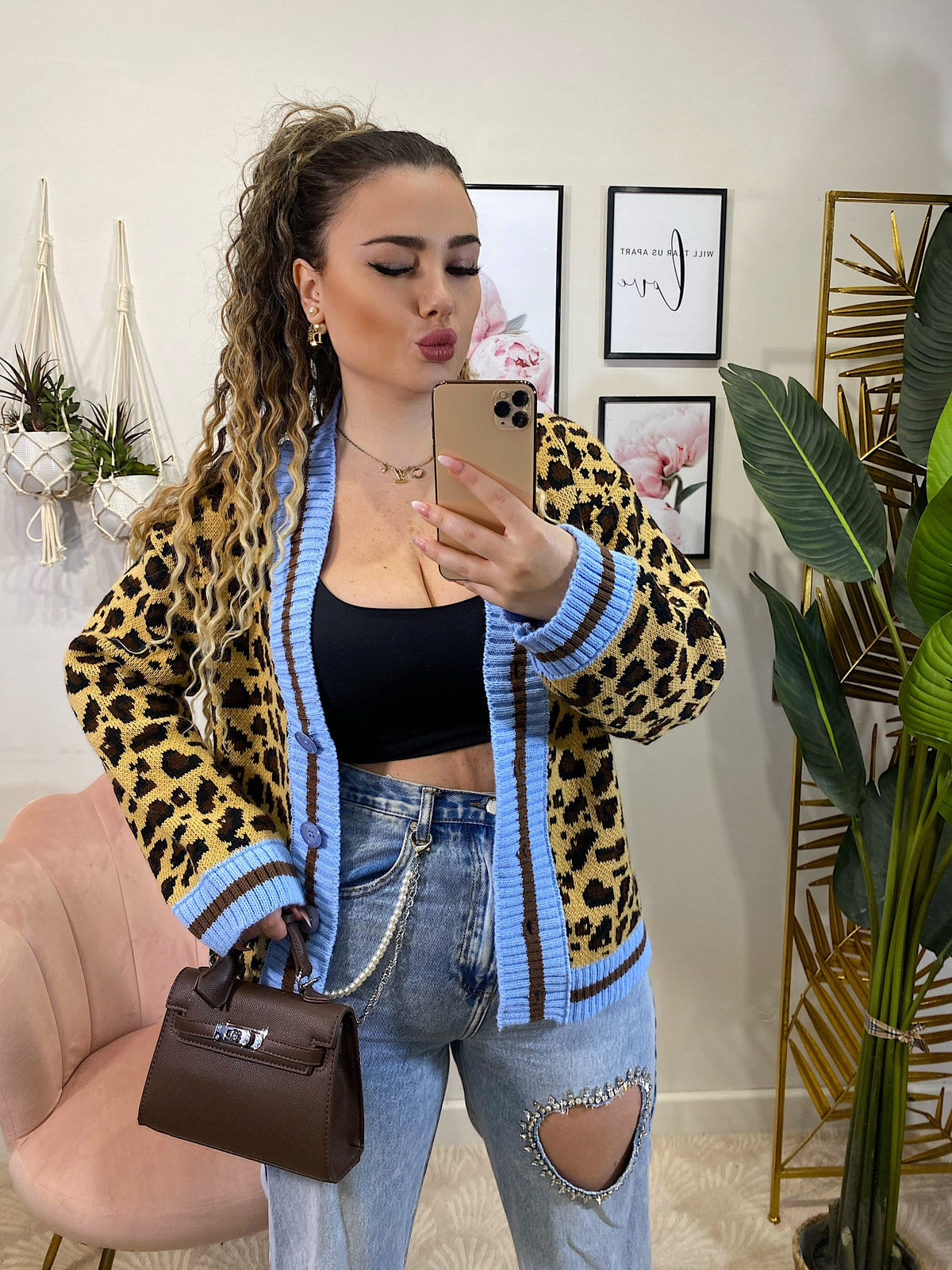 Cardigan animalier celeste