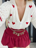 Cardigan bianco cuori rossi