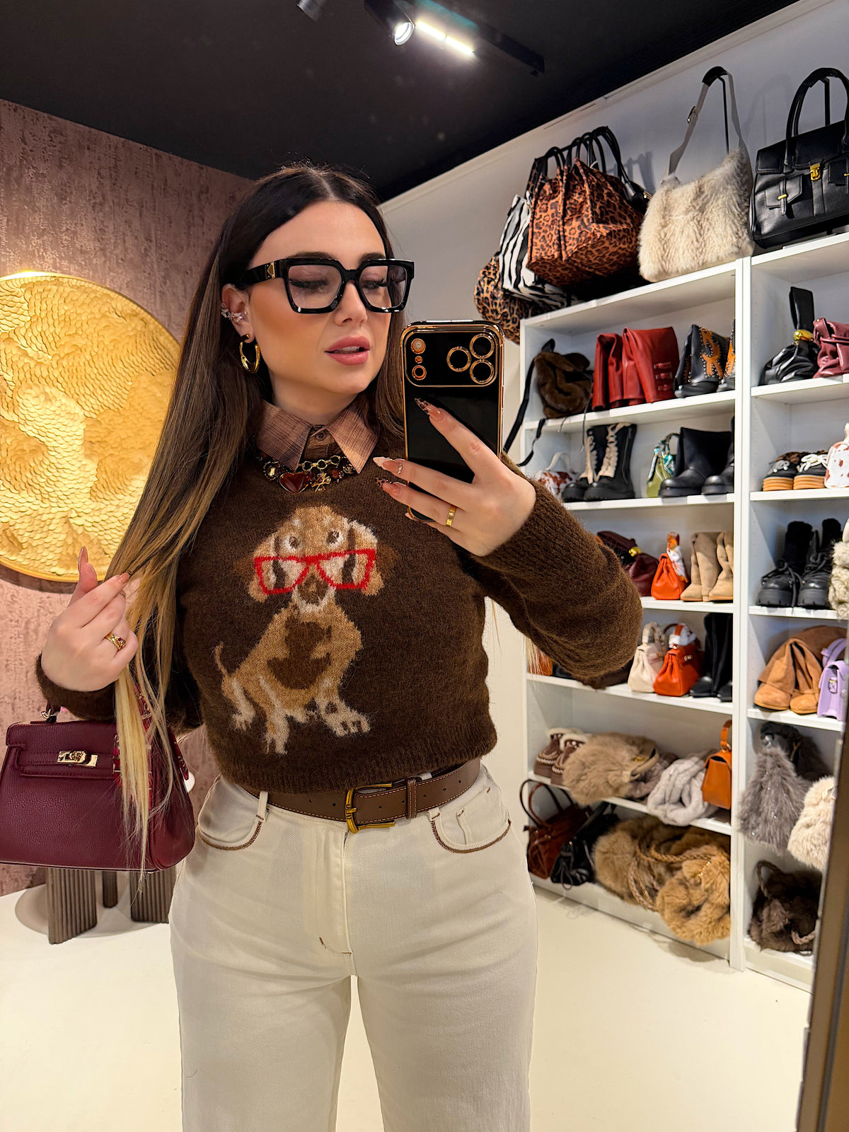 Maglioncino bassotto con occhiali